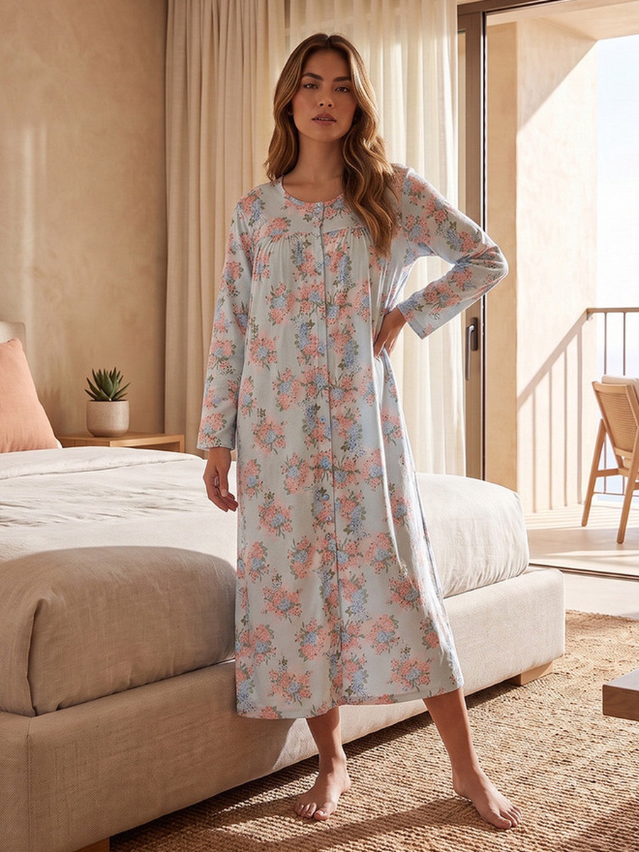 Viscose Floral Print Night Gown