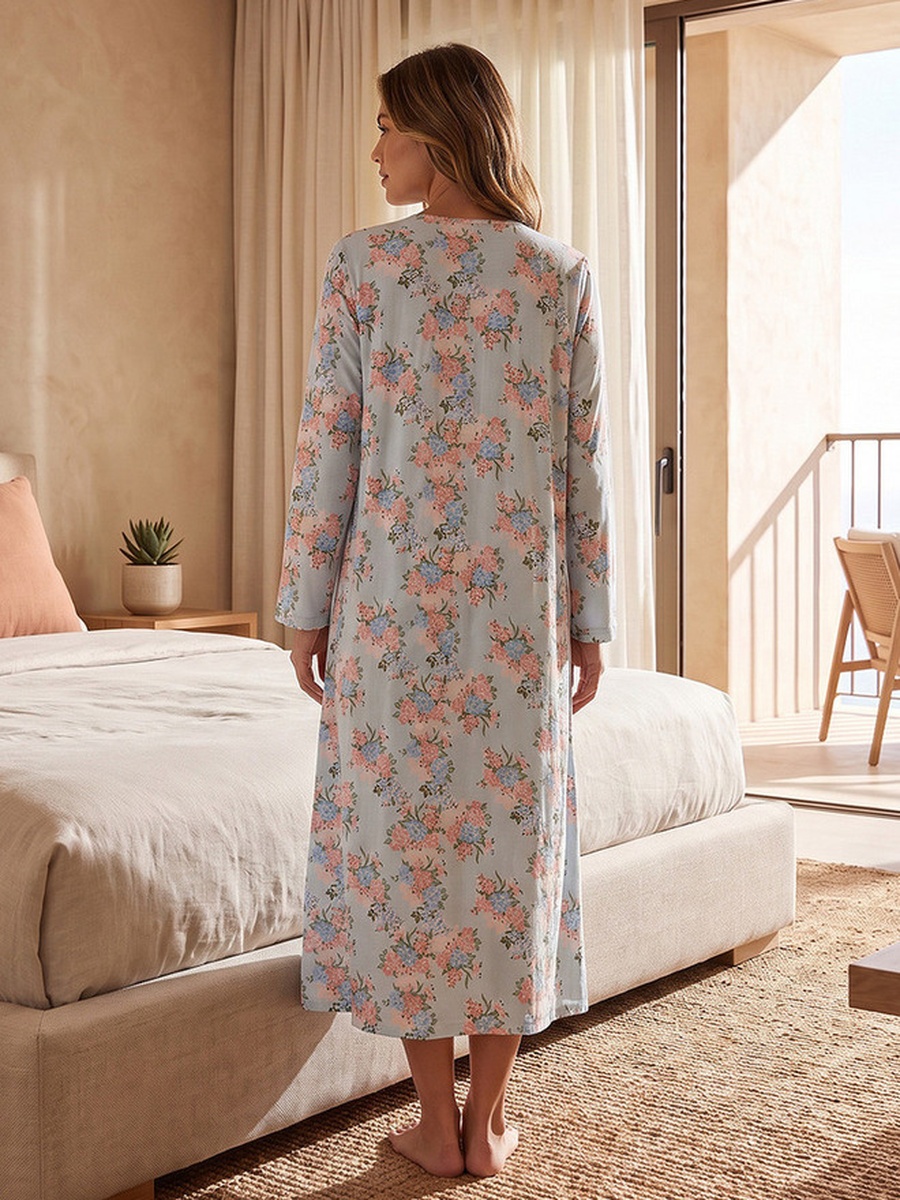 Viscose Floral Print Night Gown