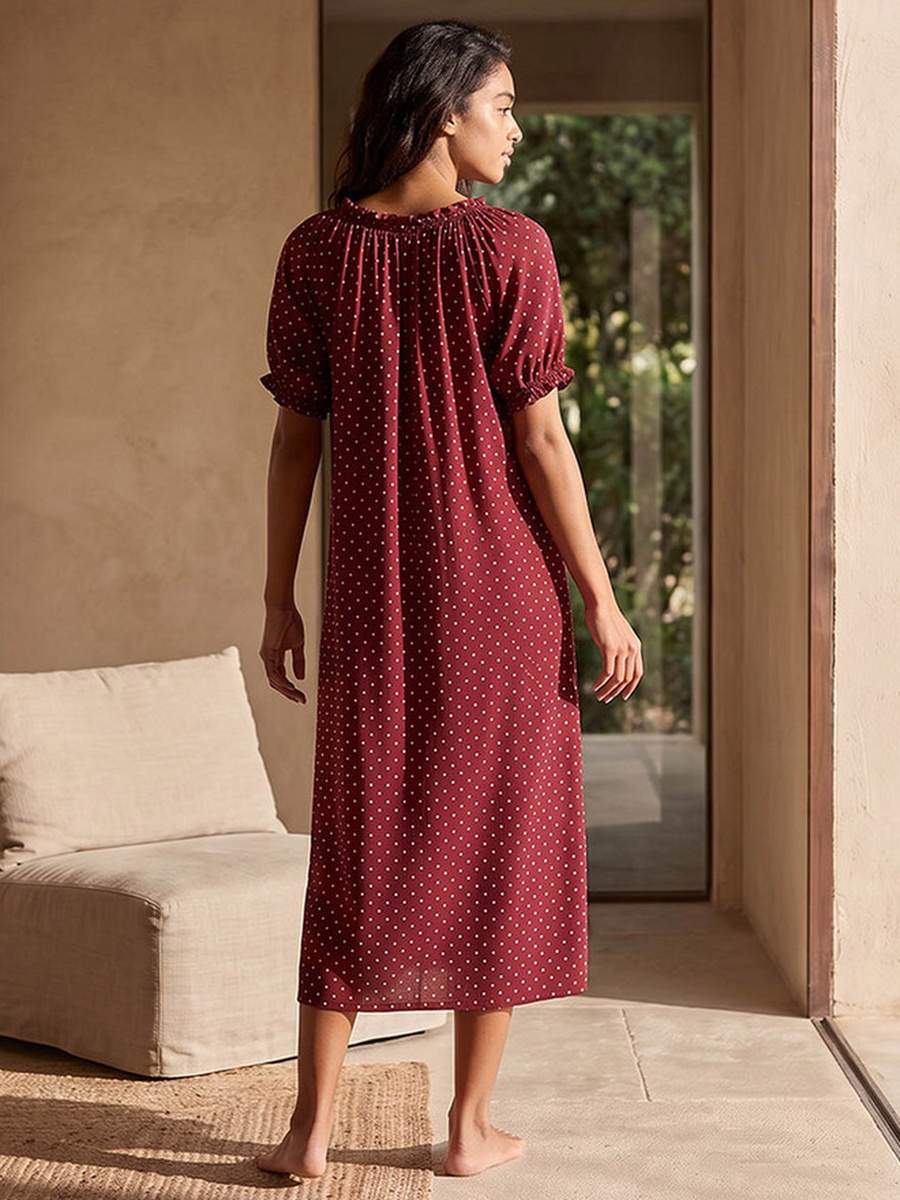 Viscose Polka Dot Print Night Dress