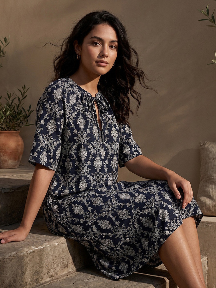 Set of 2 -Viscose Knee Length Night Dress