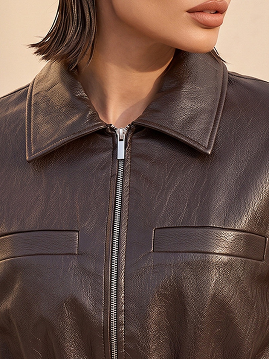 Faux Leather Jacket with Elasticated Waist