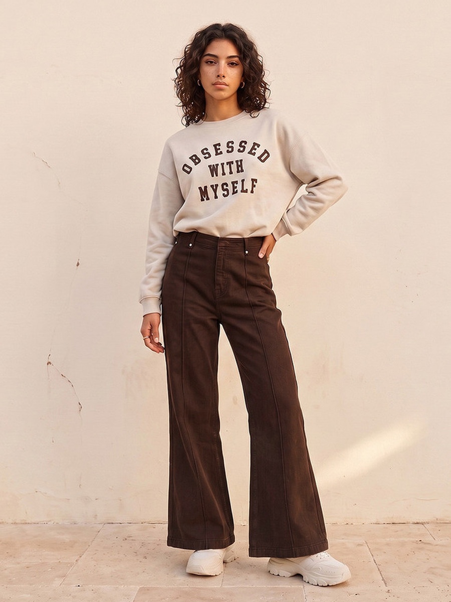 Wide Leg Buttoned Waist Jeans