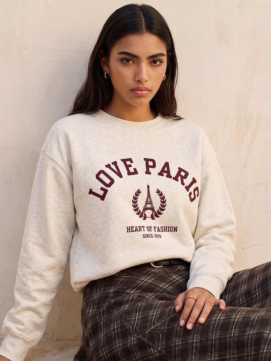 Sweatshirt with Slogan Print
