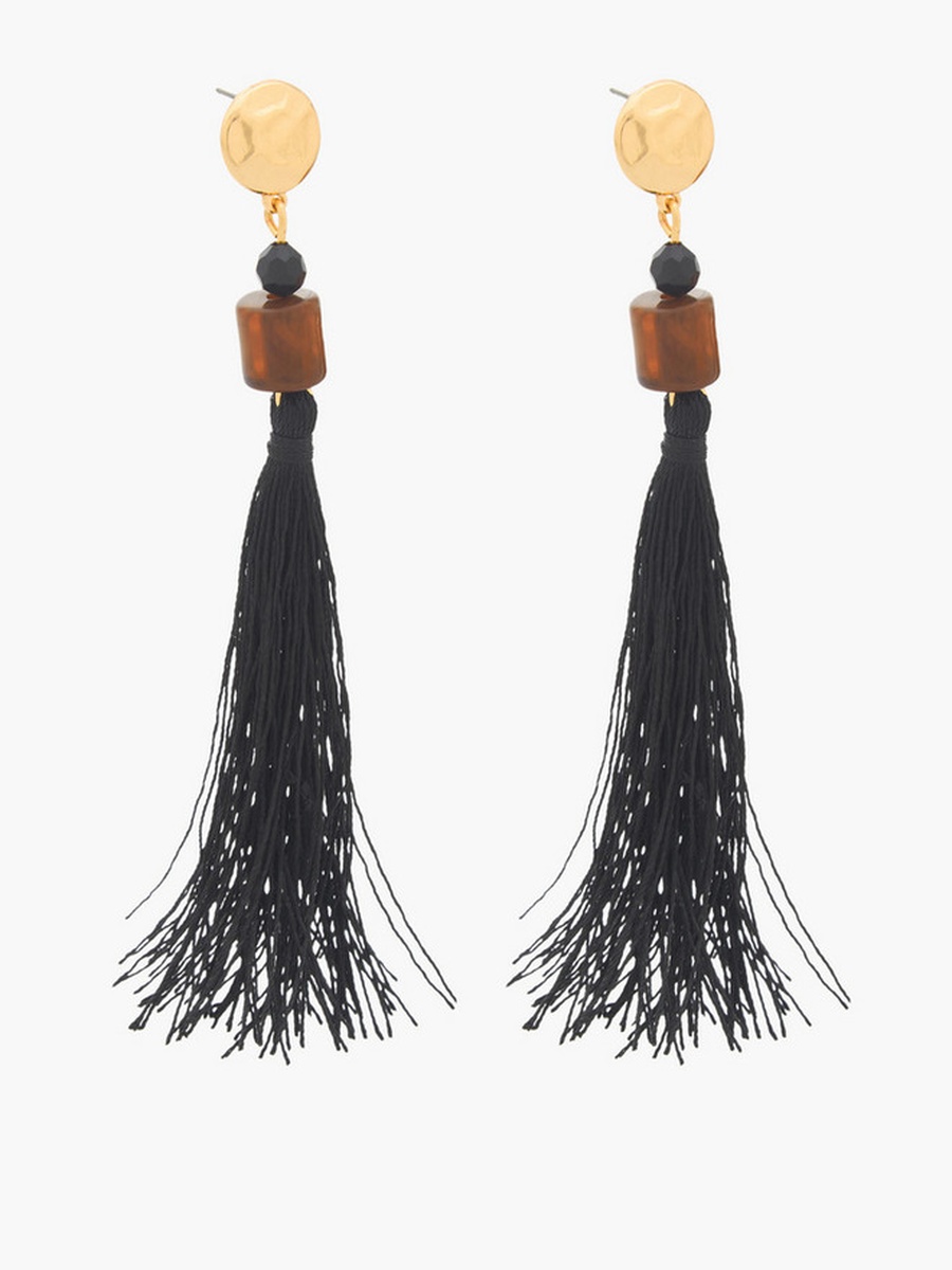 Tassel Drop Earrings with Pushback Closure