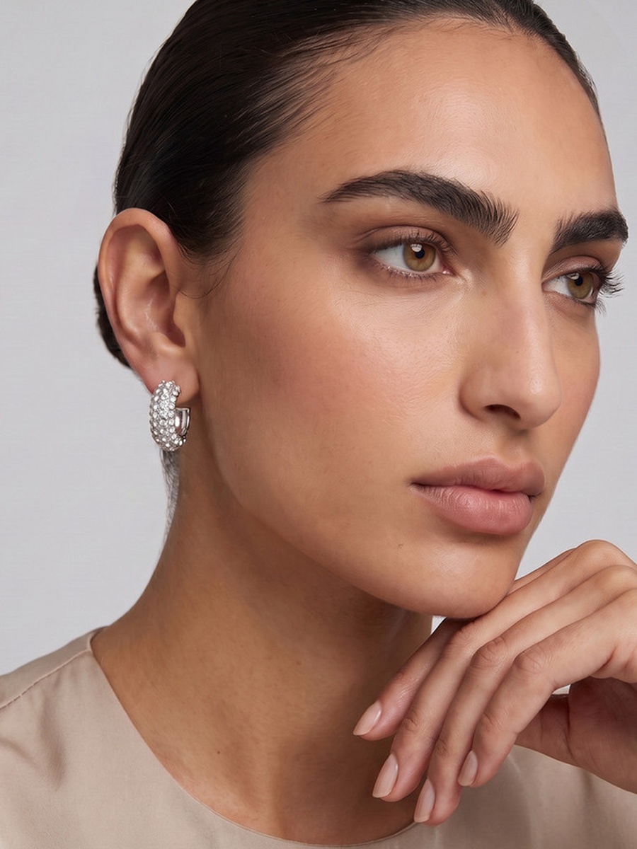 Pack of 2 Silver Tone Hoop Earrings with Pushback Closure