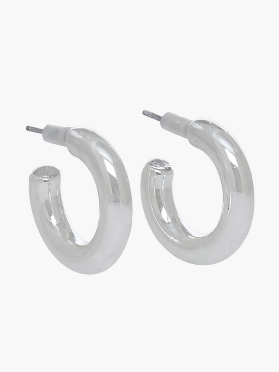 Pack of 2 Silver Tone Hoop Earrings with Pushback Closure