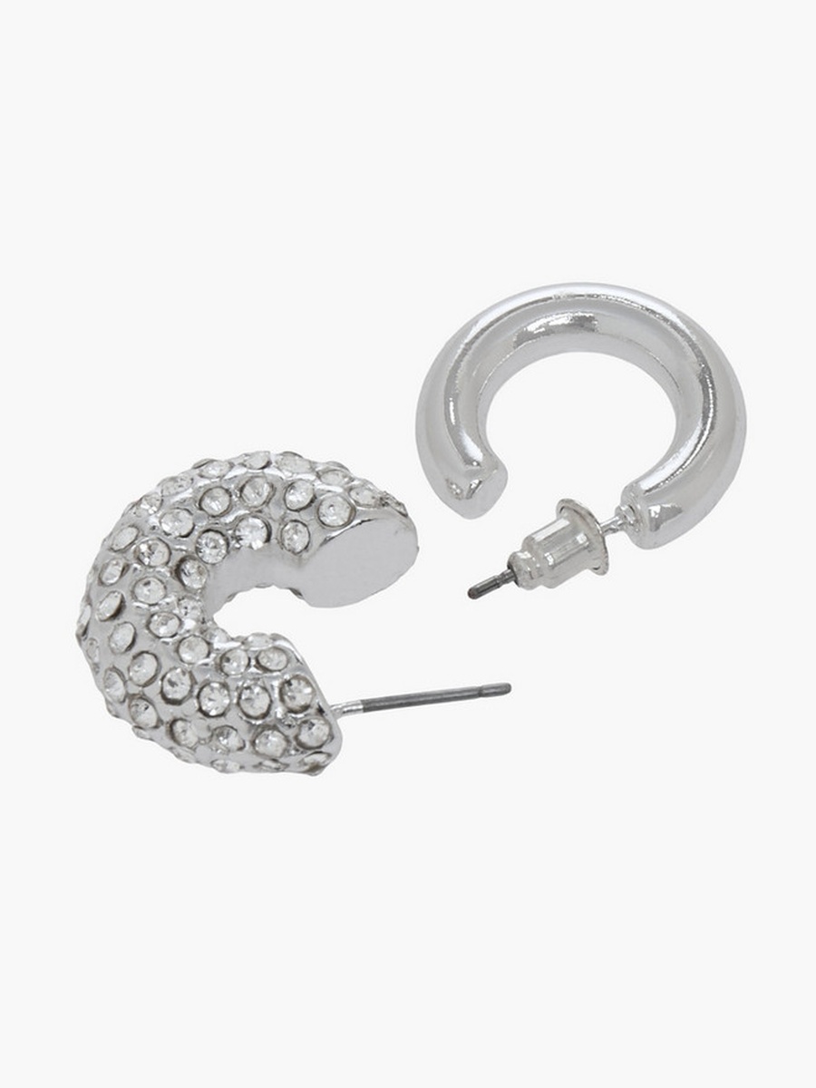 Pack of 2 Silver Tone Hoop Earrings with Pushback Closure