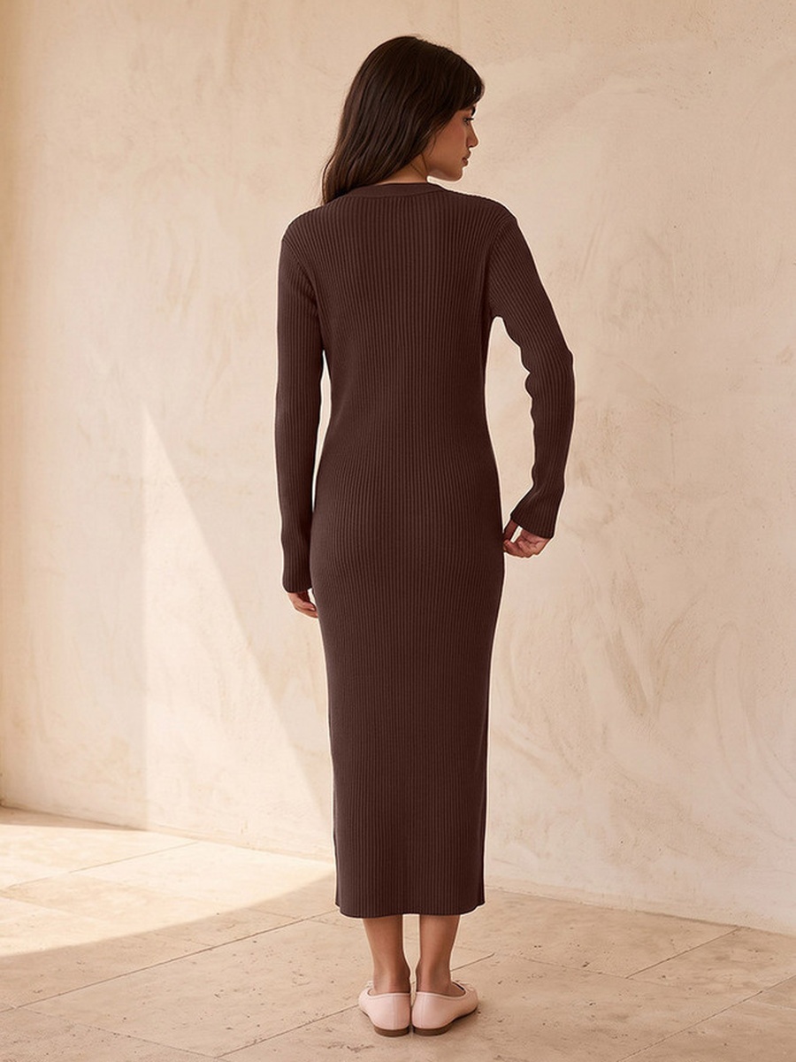 Bodycon Midi Dress with Ribbed Detail