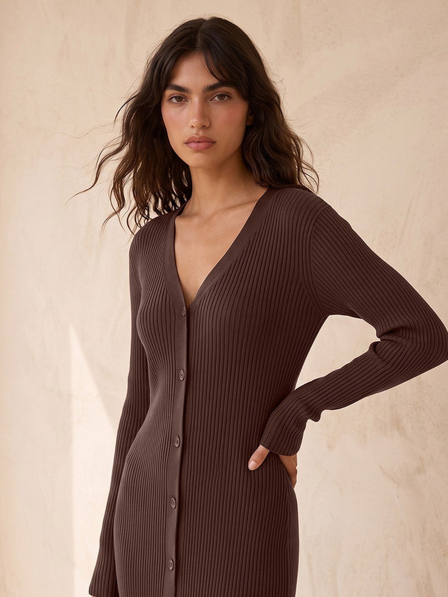 Bodycon Midi Dress with Ribbed Detail