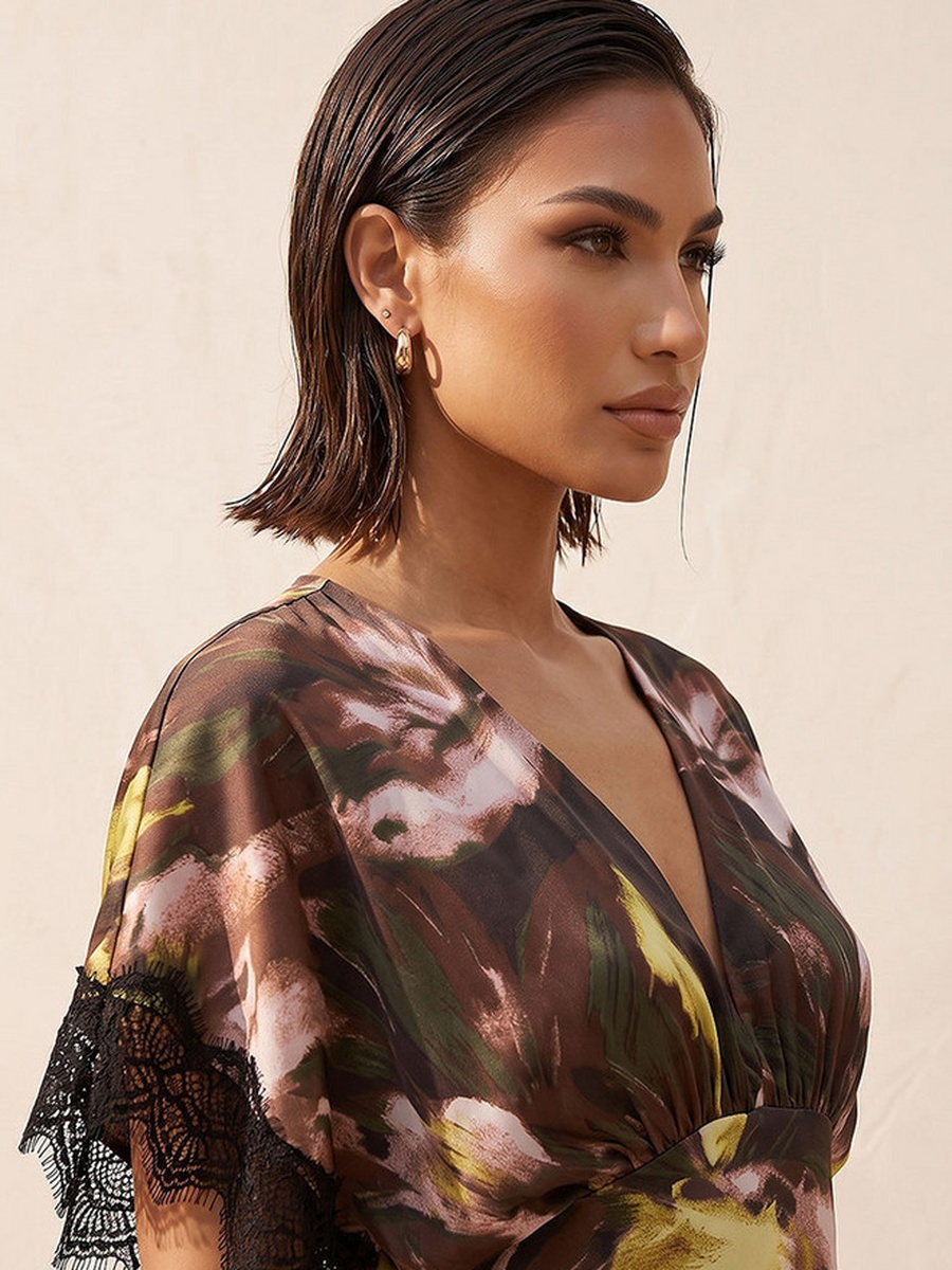 Printed Wrap Maxi Dress with Slit