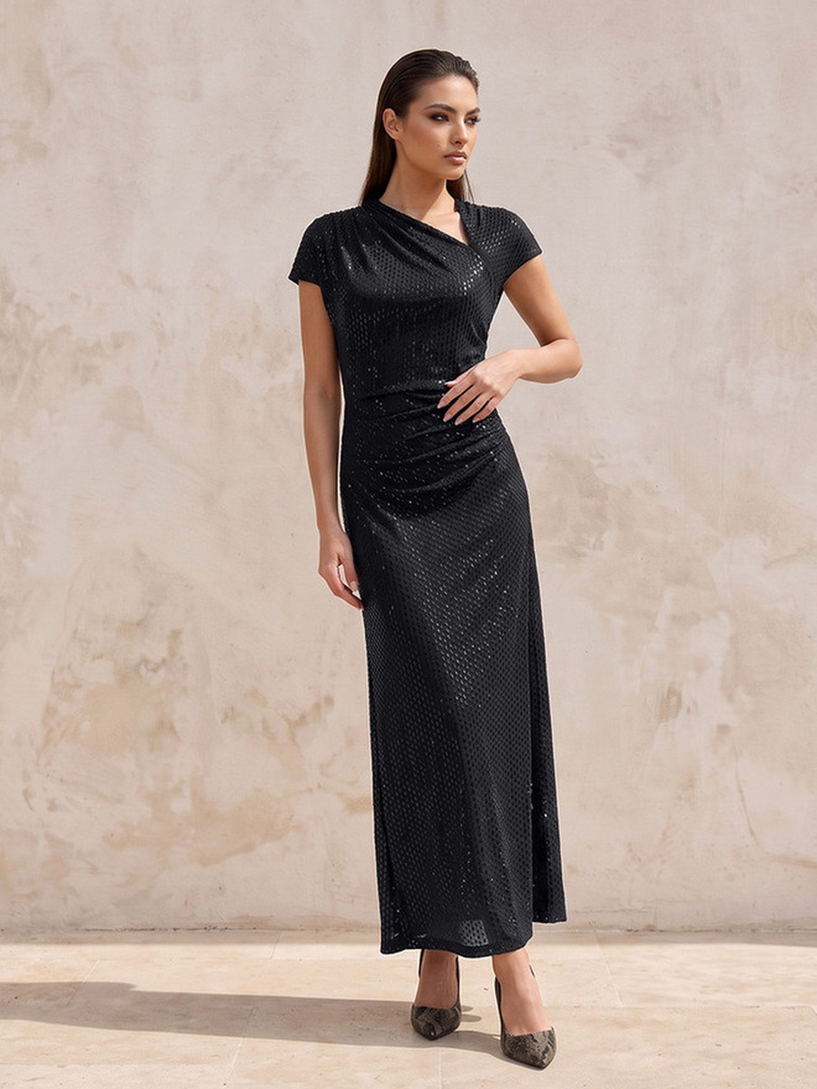 Embellished Dress with Ruched Design