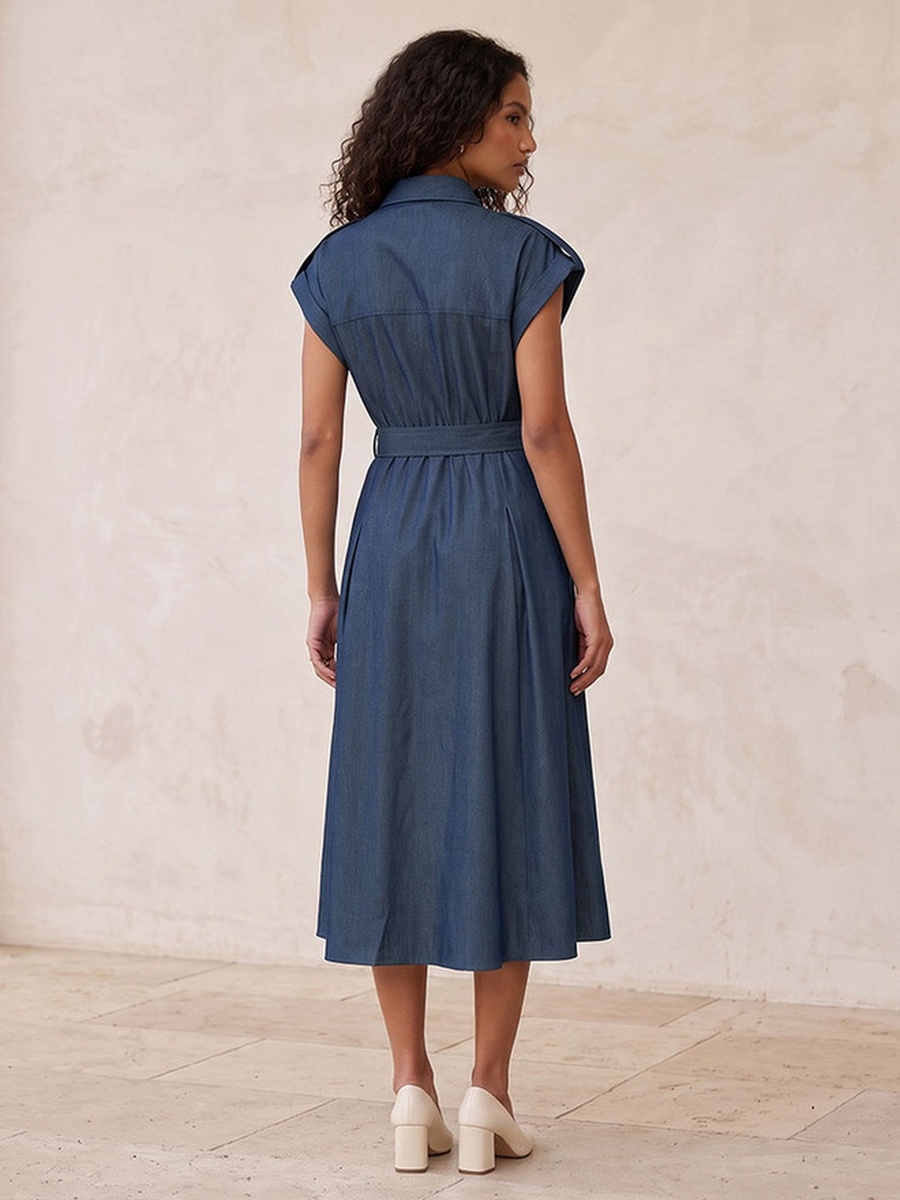 Shirt Dress with Buttoned Belt