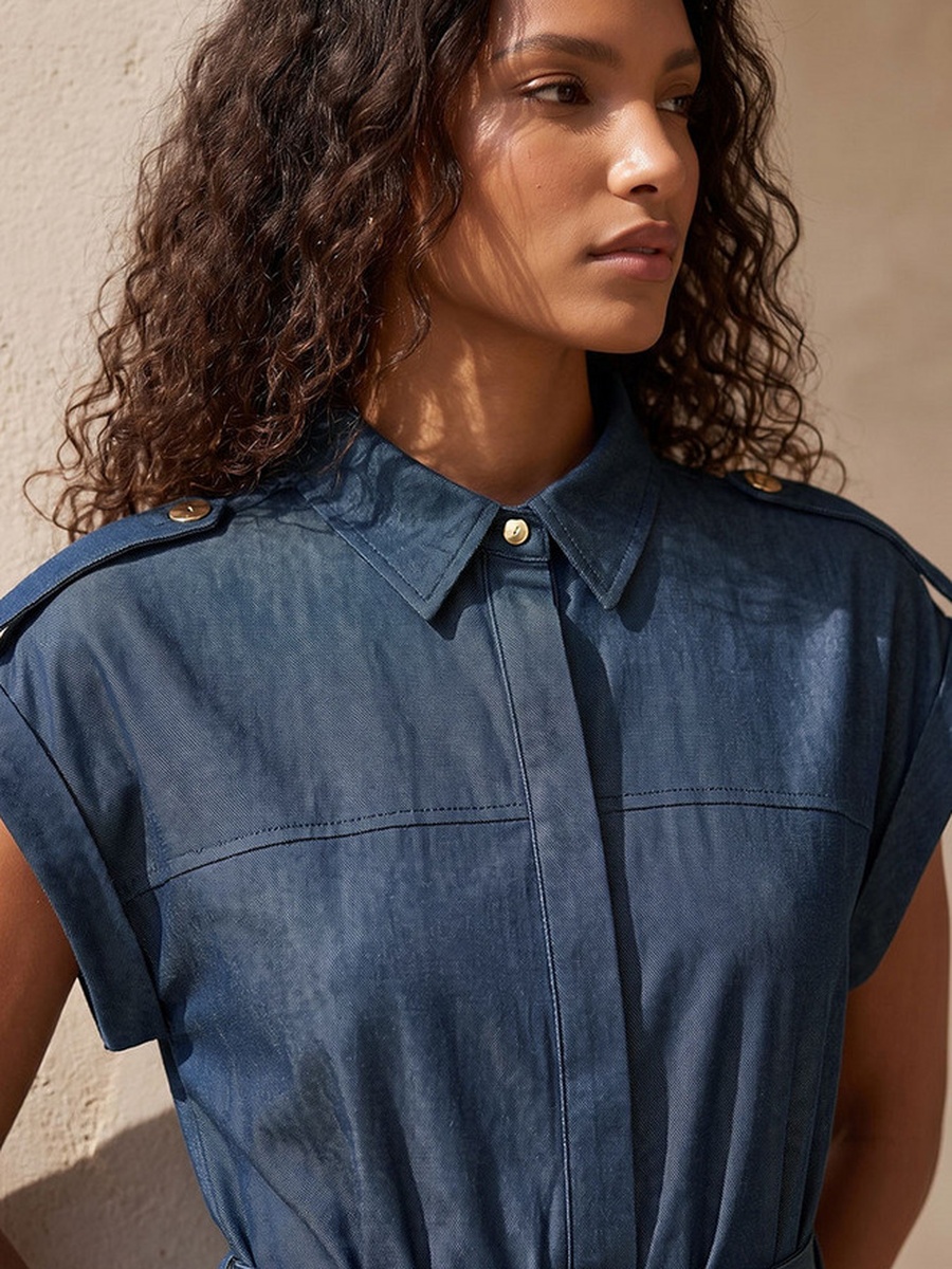 Shirt Dress with Buttoned Belt