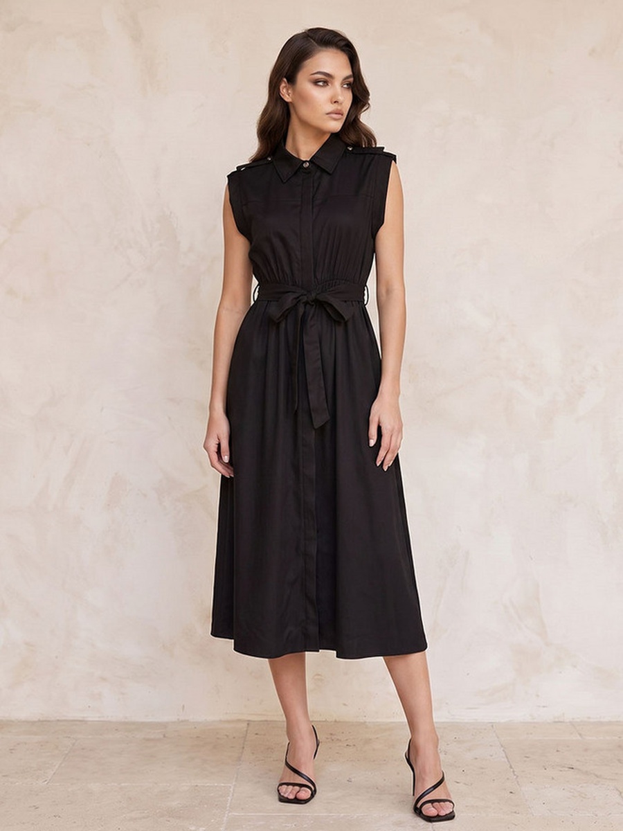 Midi Shirt Dress with Belt