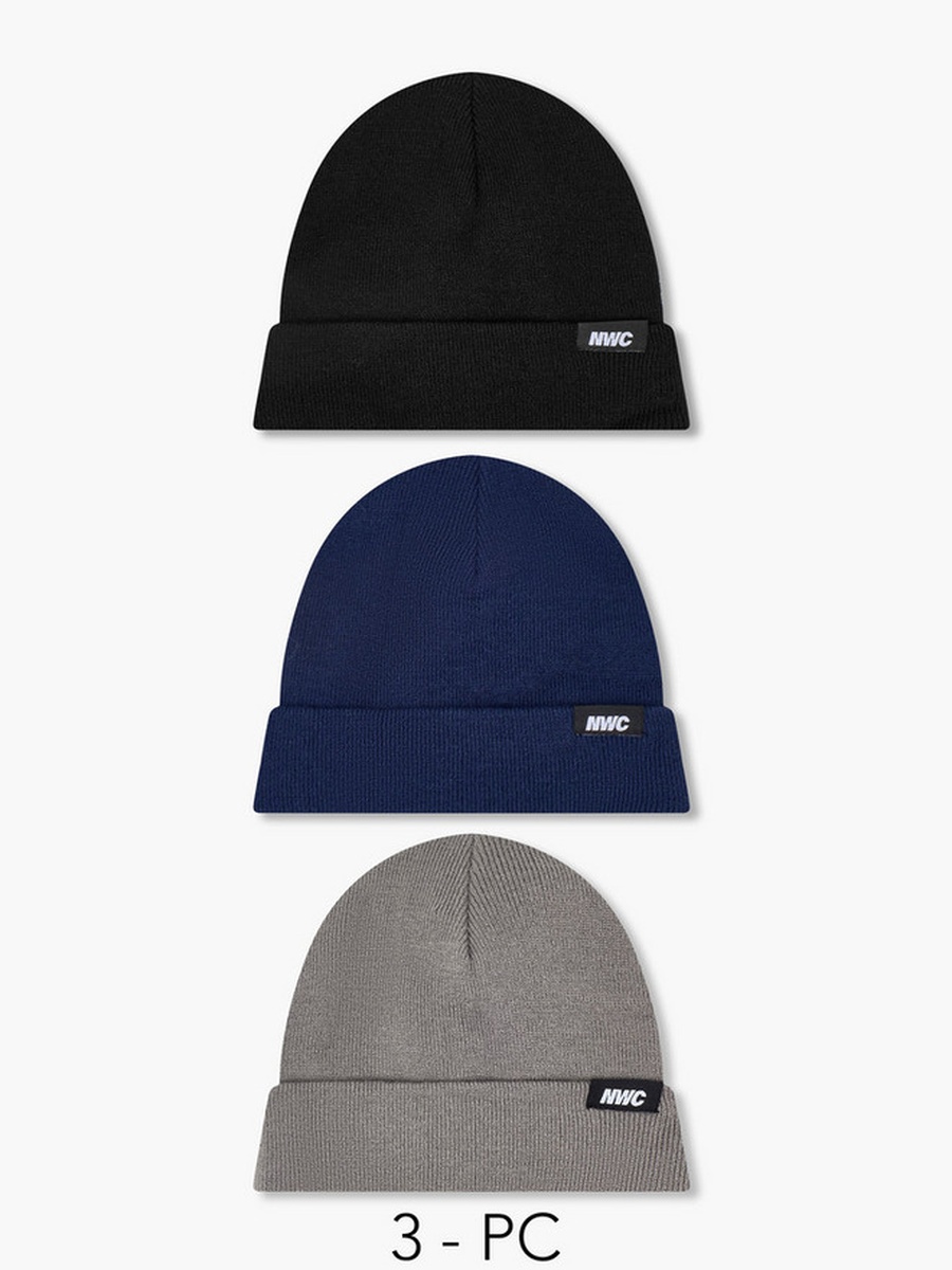 Men Beanie with Texture - Set of 3