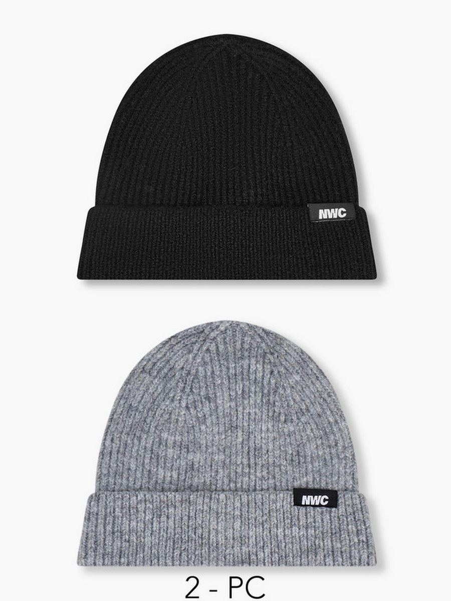 Men Beanie with Texture - Set of 2