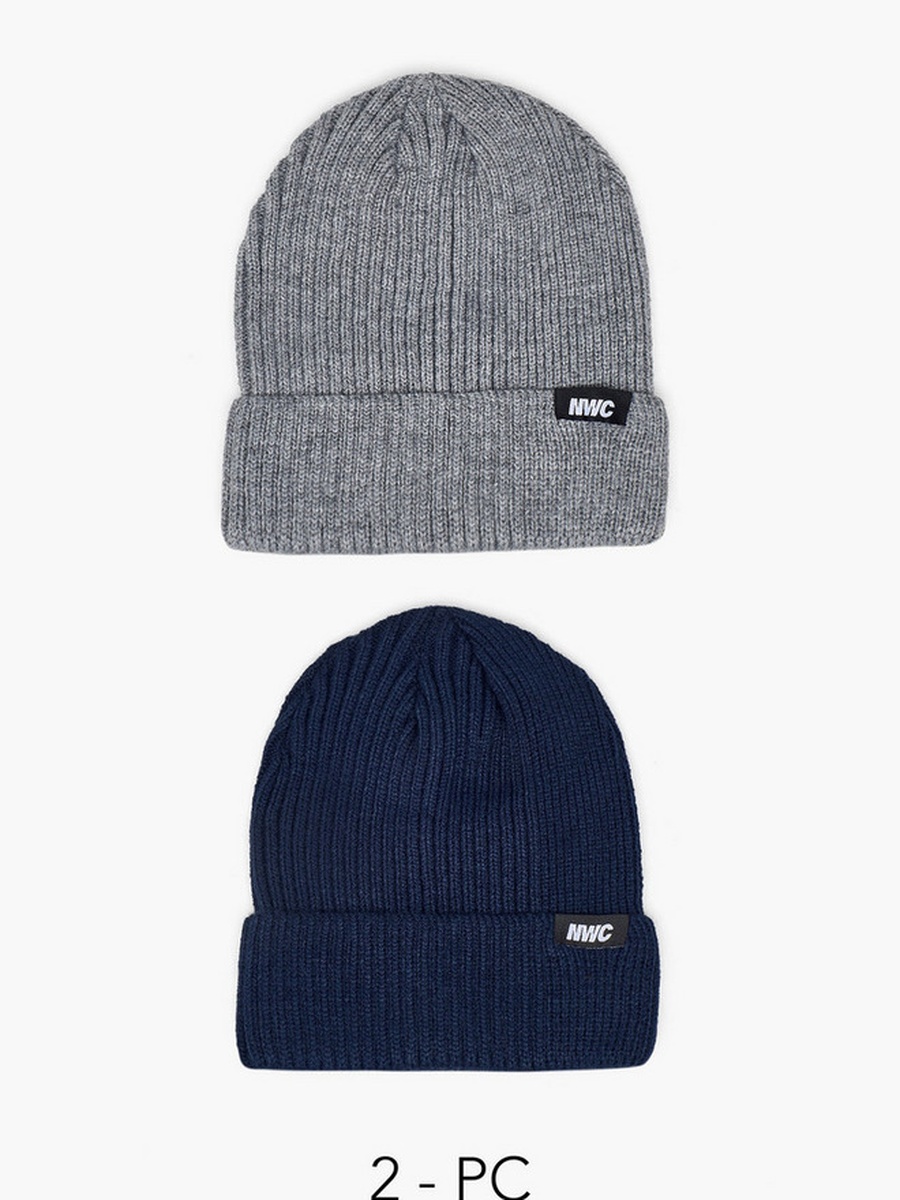 Men Beanie with Texture - Set of 2
