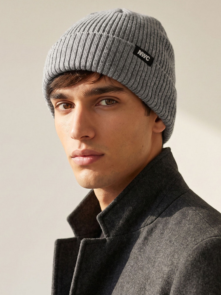 Men Beanie with Texture - Set of 2