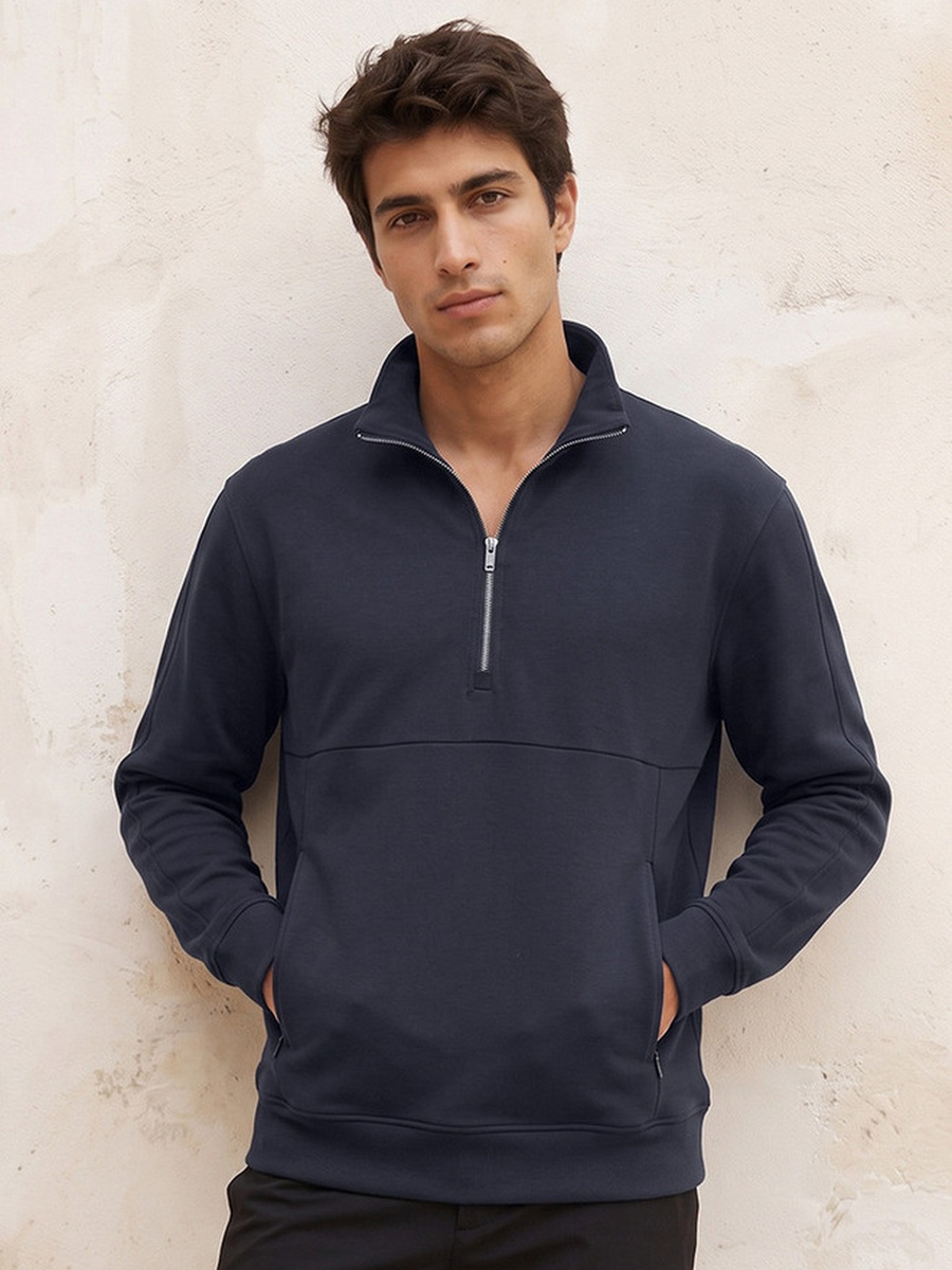2 Way Stretch Zip Placket Sweatshirt