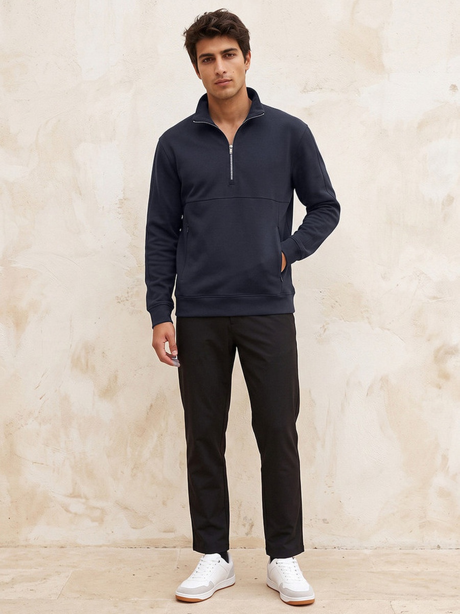 2 Way Stretch Zip Placket Sweatshirt