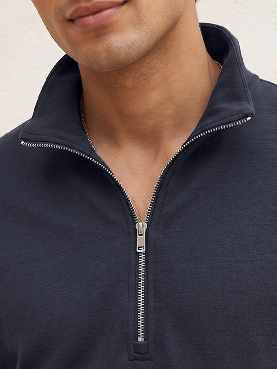 2 Way Stretch Zip Placket Sweatshirt