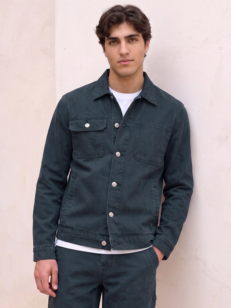 Cotton Jacket with Flap Pockets