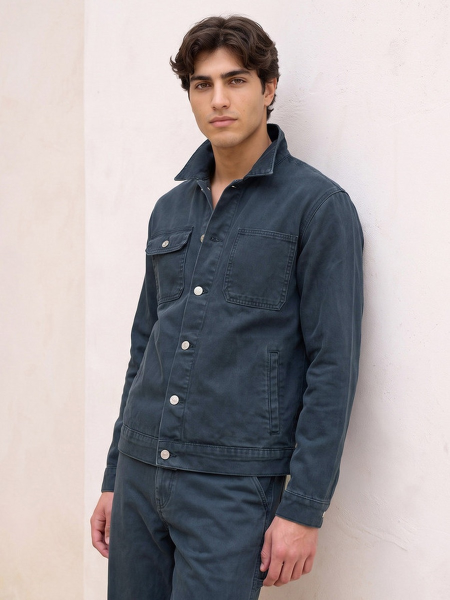 Cotton Jacket with Flap Pockets