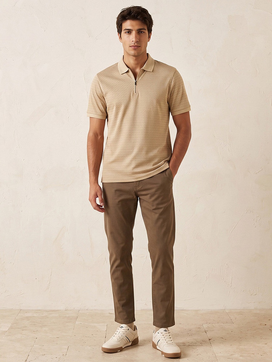 Short Sleeves Geometric Print Polo T-Shirt