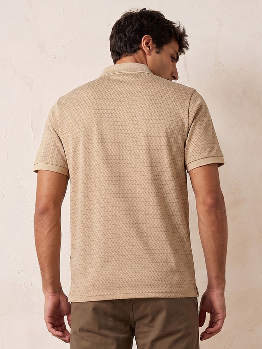 Short Sleeves Geometric Print Polo T-Shirt
