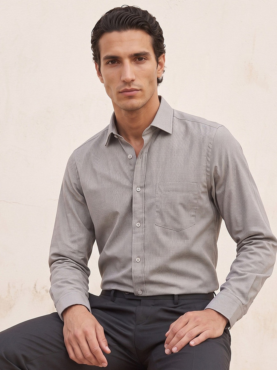 Regular Fit Textured Long Sleeves Philaphil Shirt