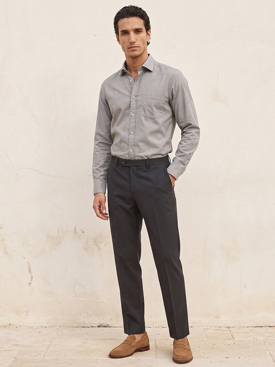 Regular Fit Textured Long Sleeves Philaphil Shirt