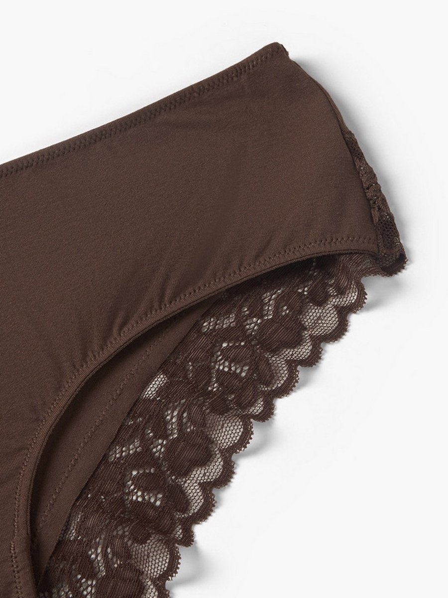Elastic Waist Lace Trim Cheekster Briefs