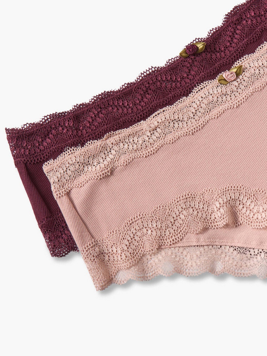 Pack of 2 - Lace Trim Cheekster Briefs