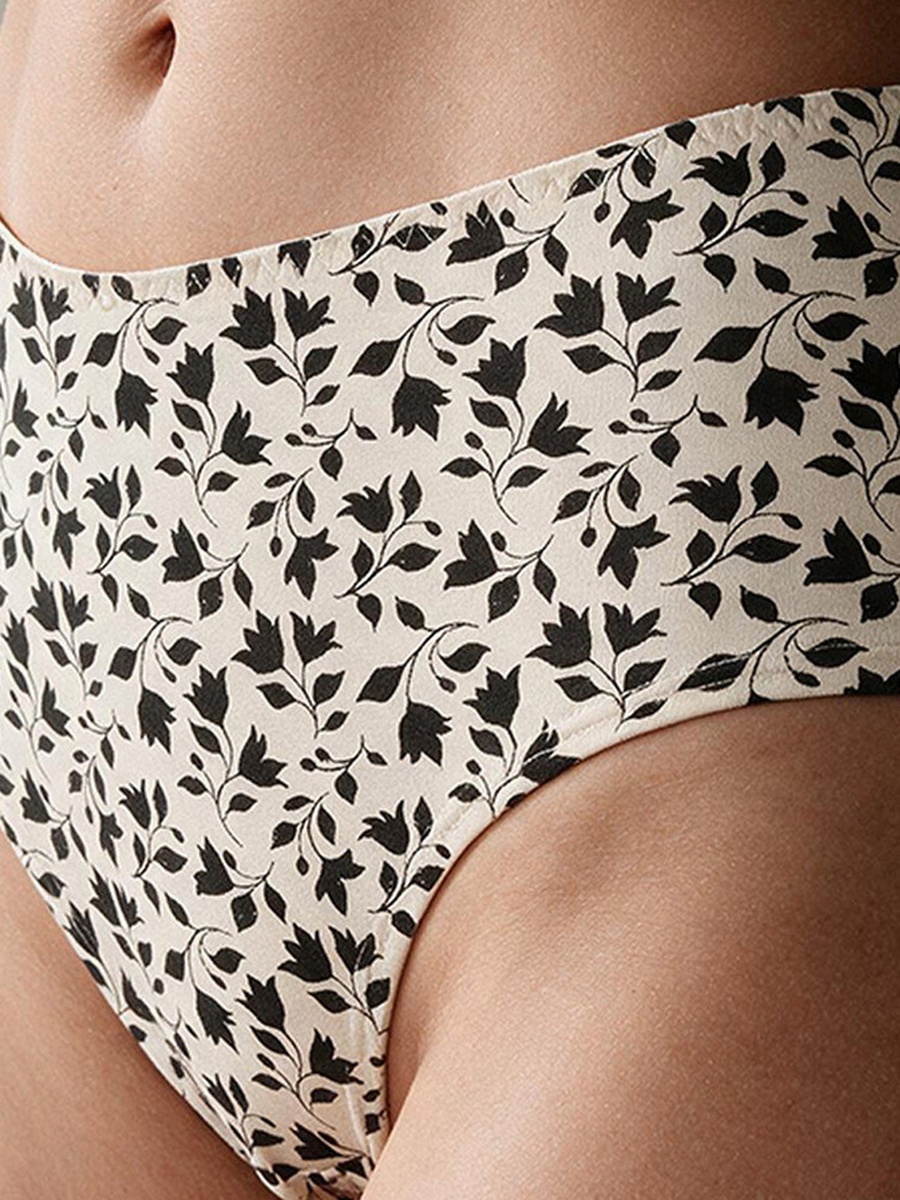 Elastic Waist Floral Print Full Briefs