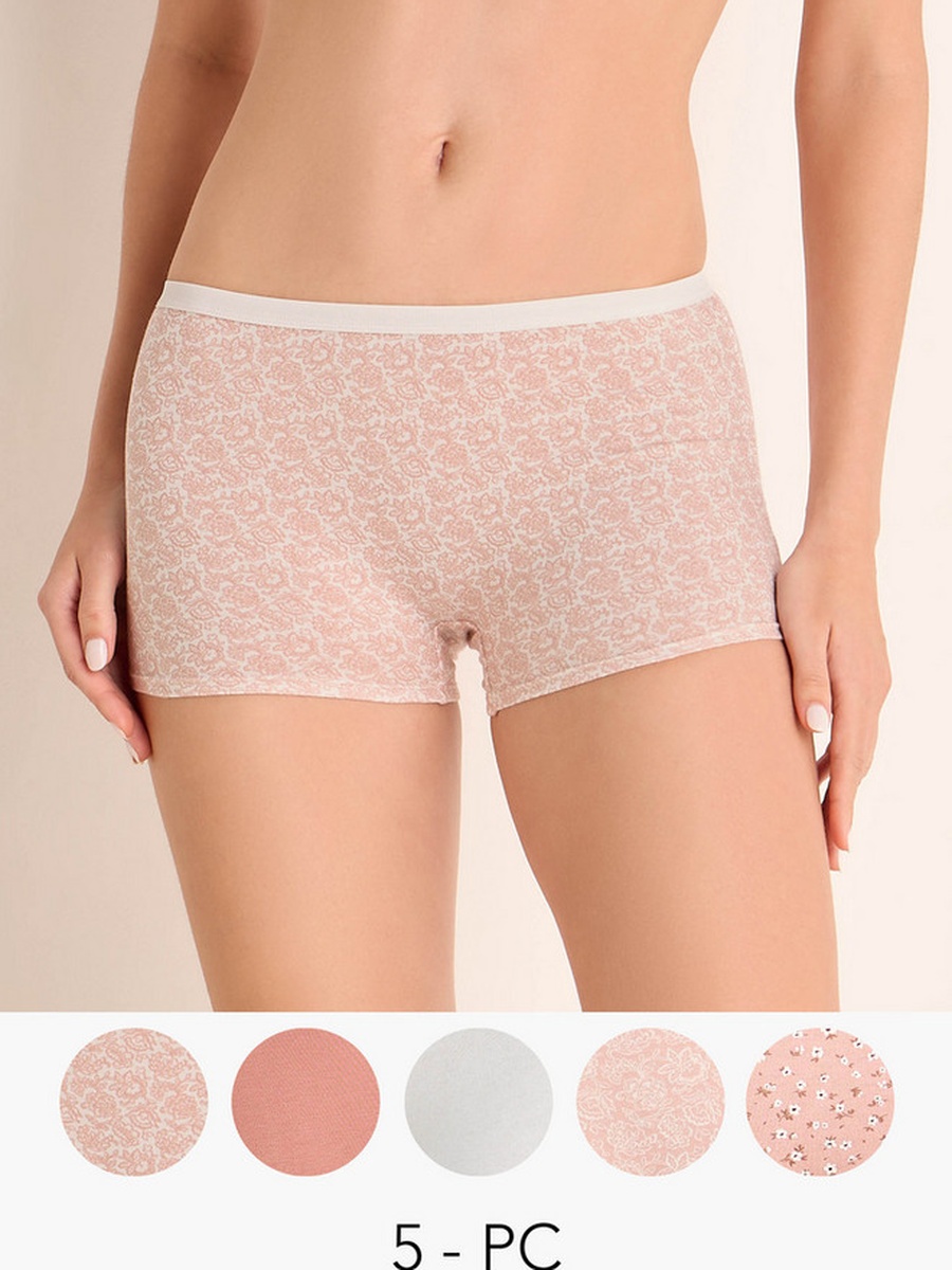 Pack of 5 Elastic Waist Boyshort Briefs