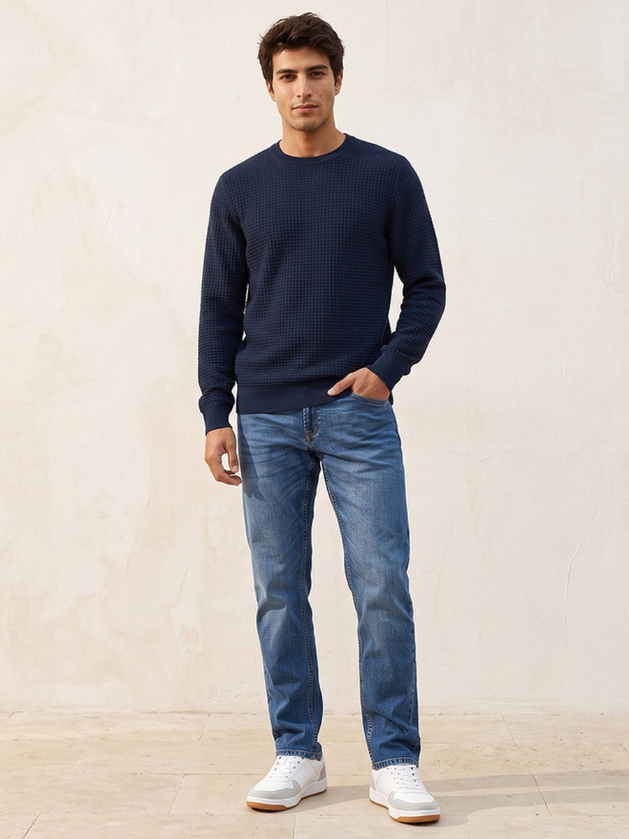 Crew Neck Textured Sweater