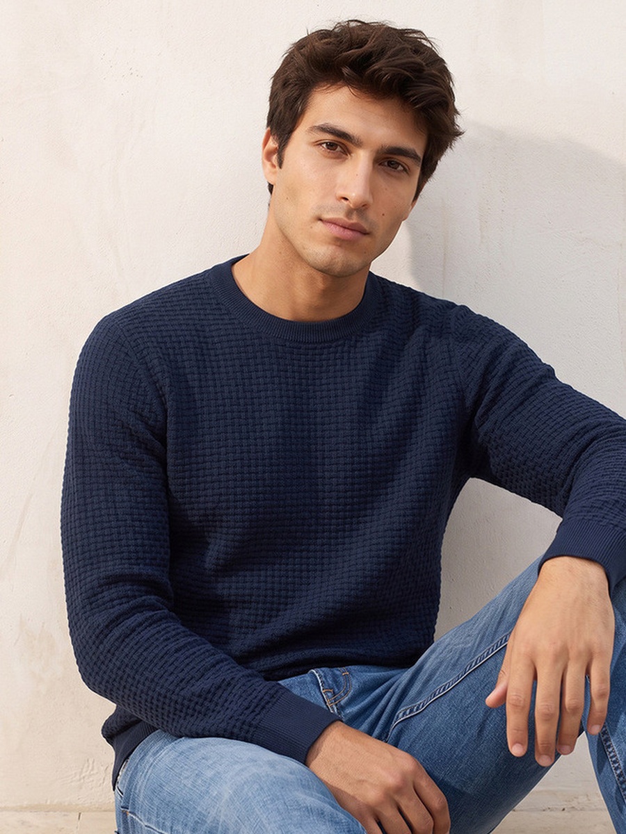 Crew Neck Textured Sweater