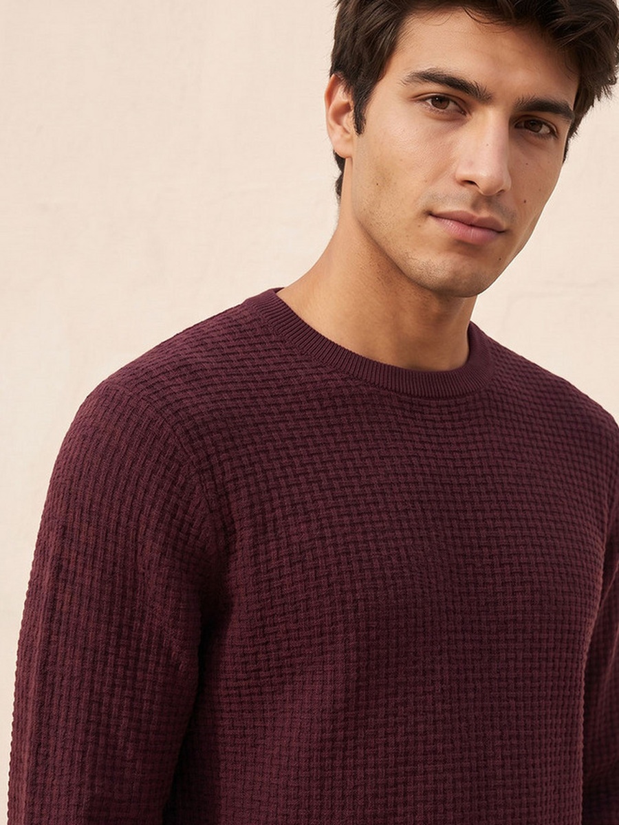 Crew Neck Textured Sweater
