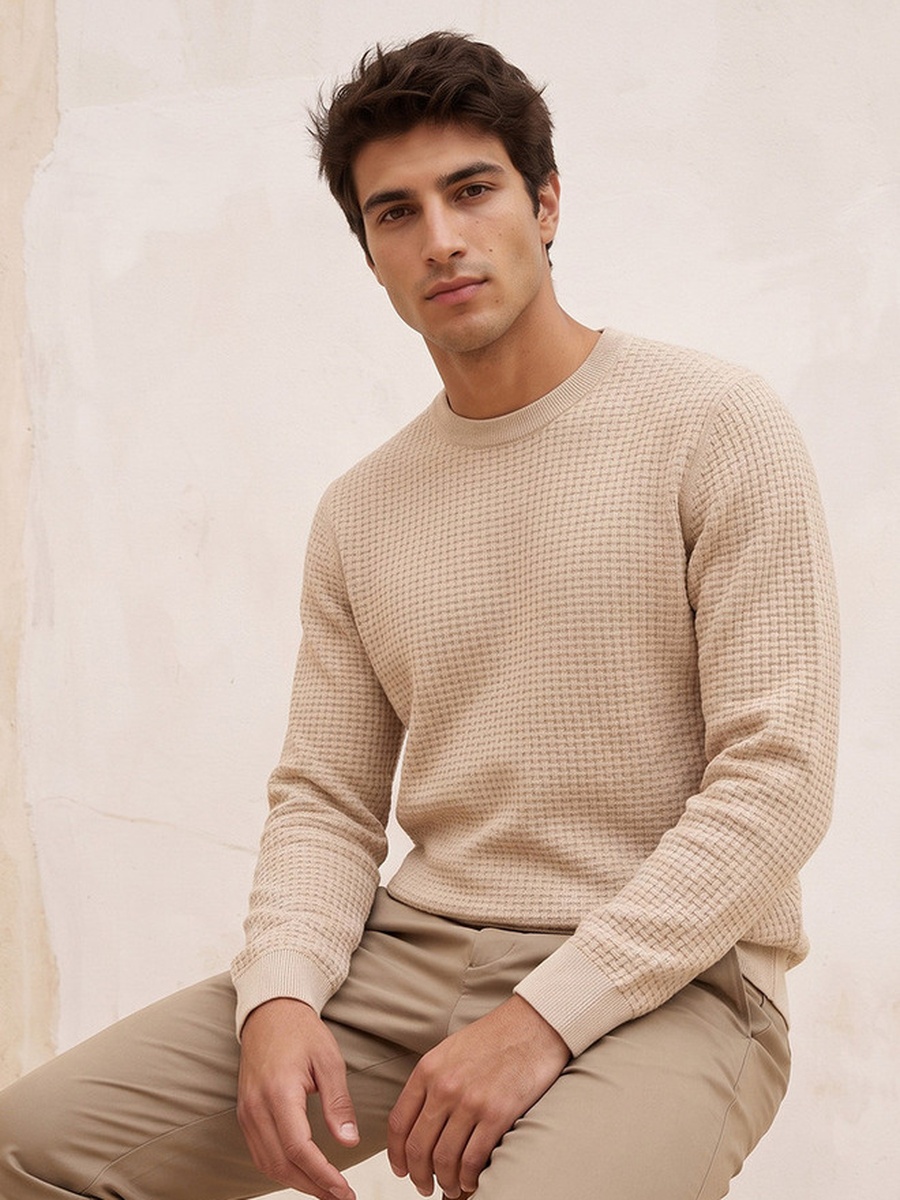 Crew Neck Textured Sweater