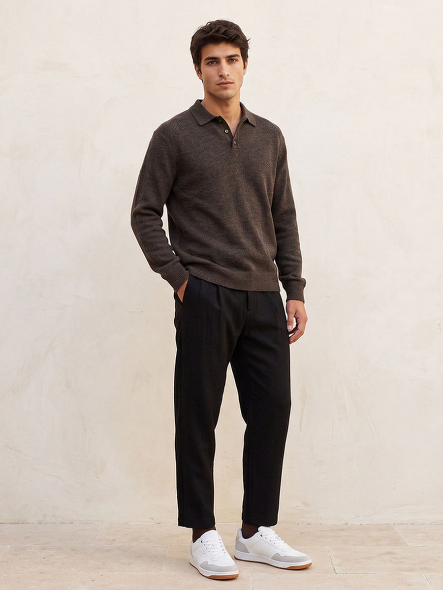 Collared Textured Sweater