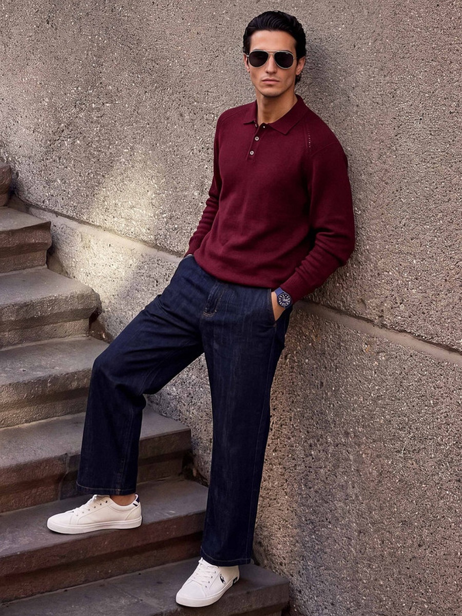 Collared Textured Sweater