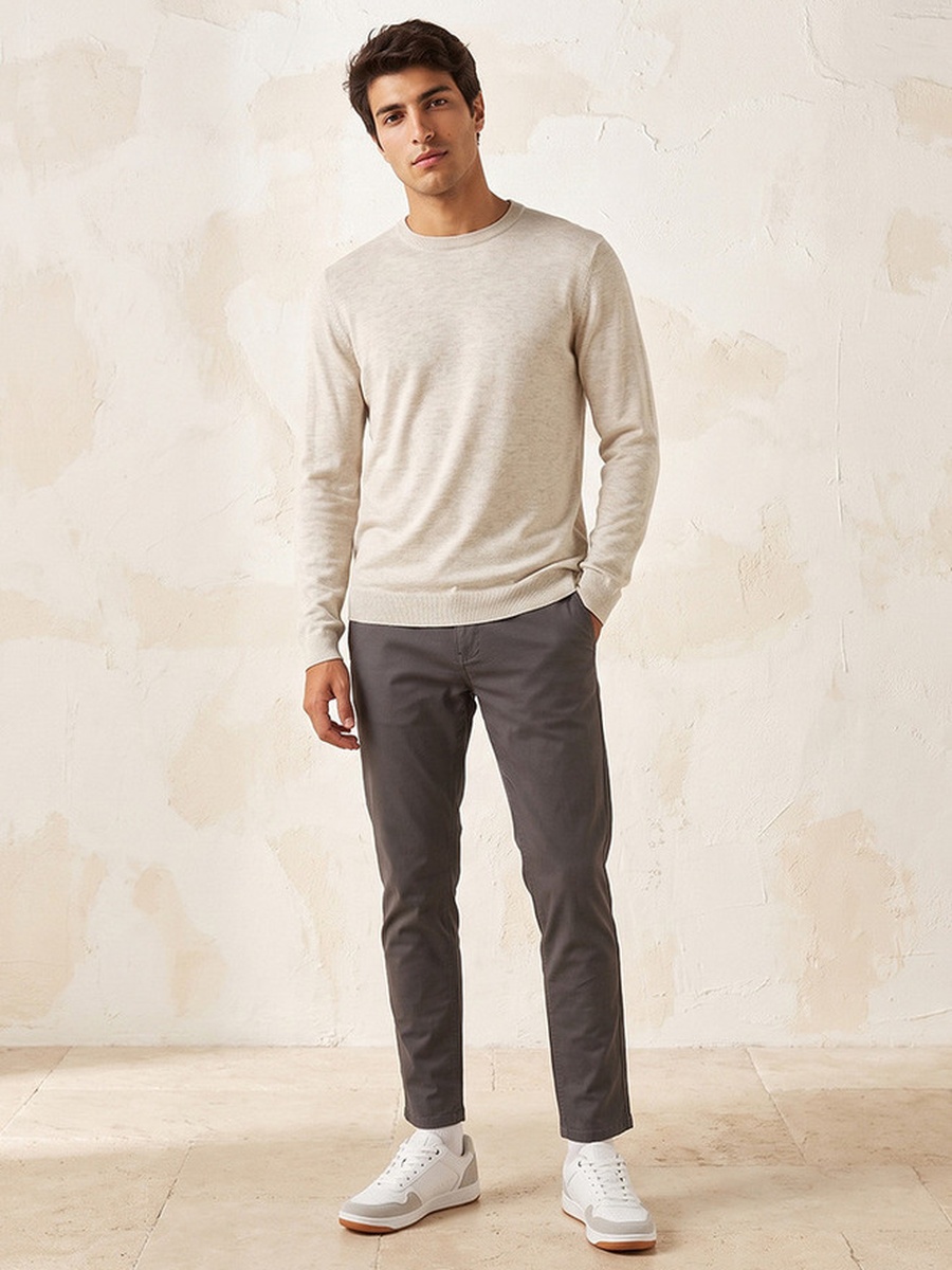 Crew Neck Textured Sweater