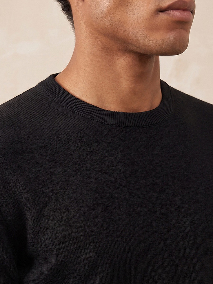 Crew Neck Textured Sweater