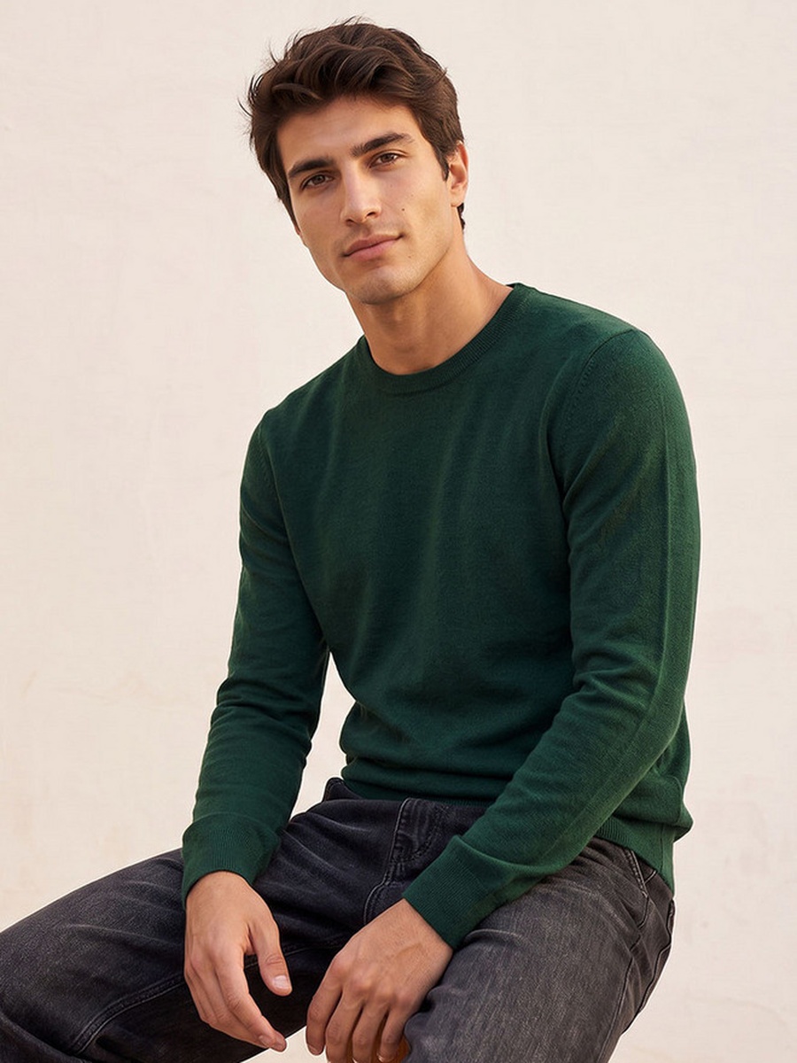 Crew Neck Textured Sweater