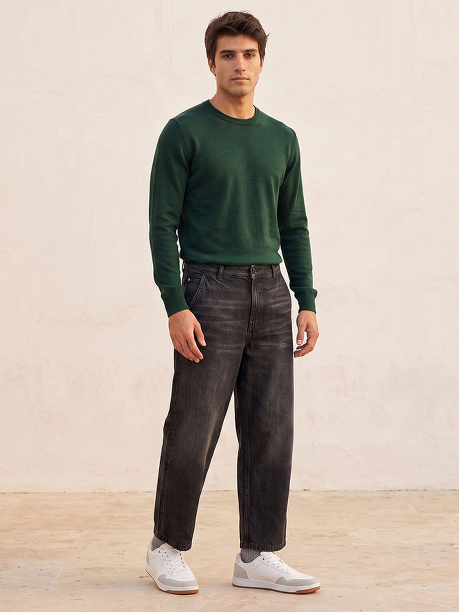 Crew Neck Textured Sweater