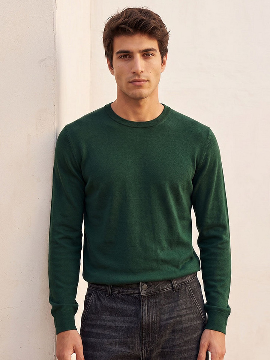 Crew Neck Textured Sweater