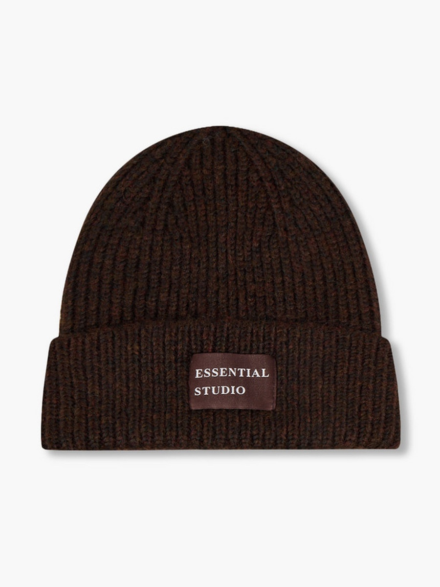 Ribbed Beanie with Patch Detail