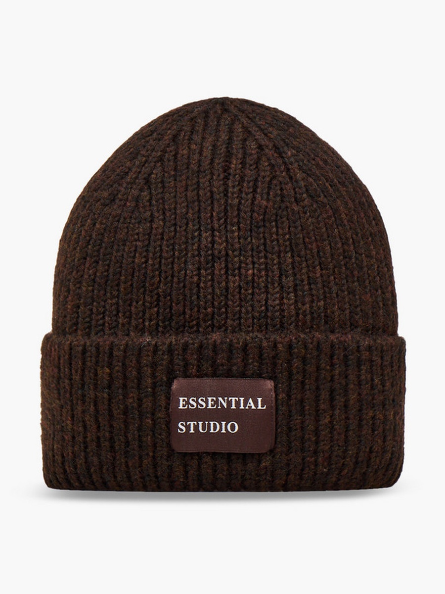 Ribbed Beanie with Patch Detail