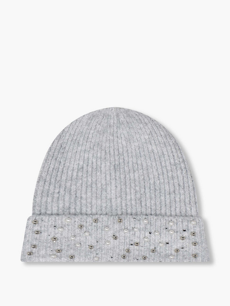 Embellished Beanie with Turn-Up Hem