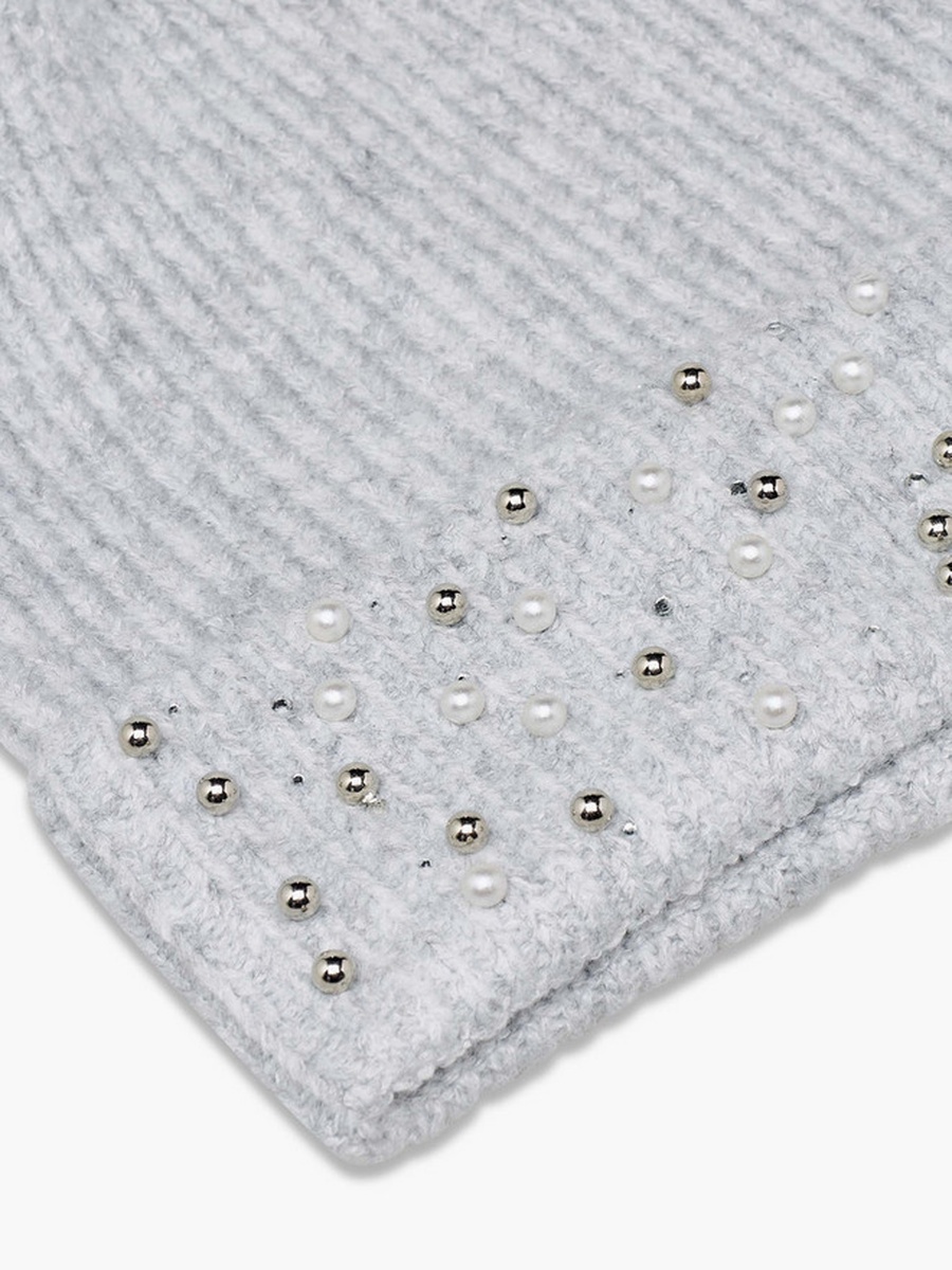 Embellished Beanie with Turn-Up Hem